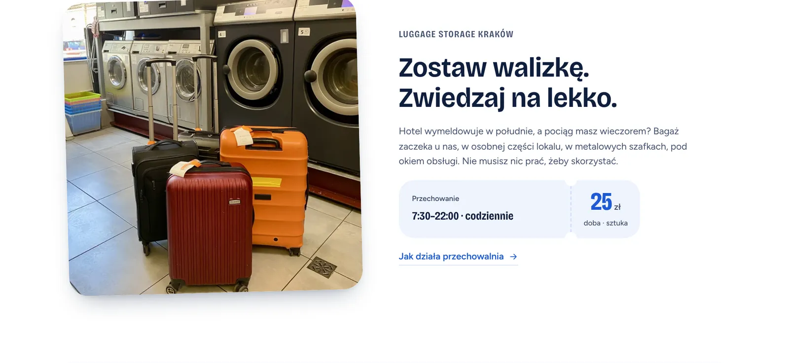 Sekcja przechowalni bagażu z kwitem ceny i godzin